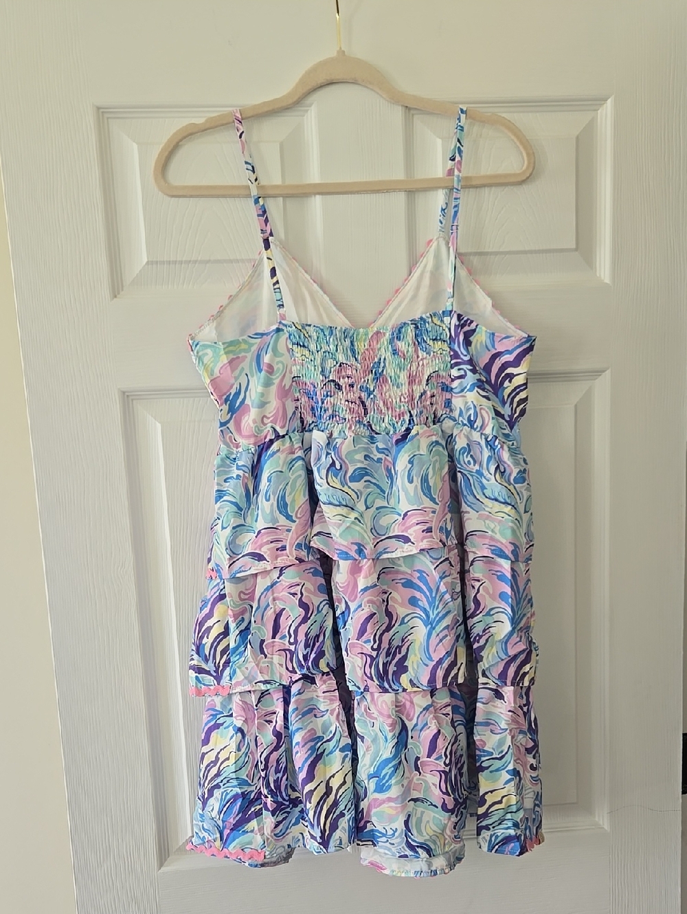NWT Simply Southern Tiered Pastel Watercolor Swirl Spaghetti Strap Dress - Picture 4 of 7